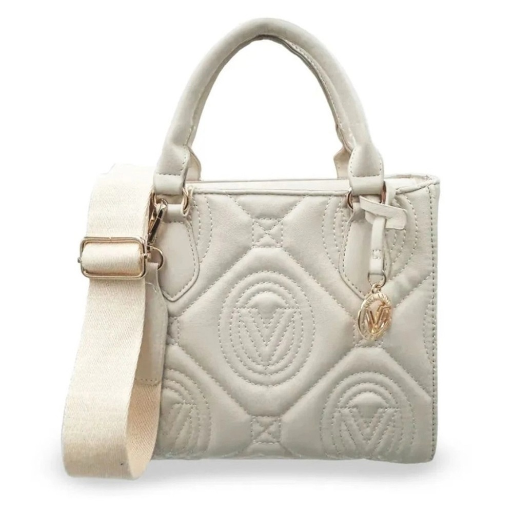 Valentino Orlandi Ivory White Quilted Monogram Handbag Crossbody